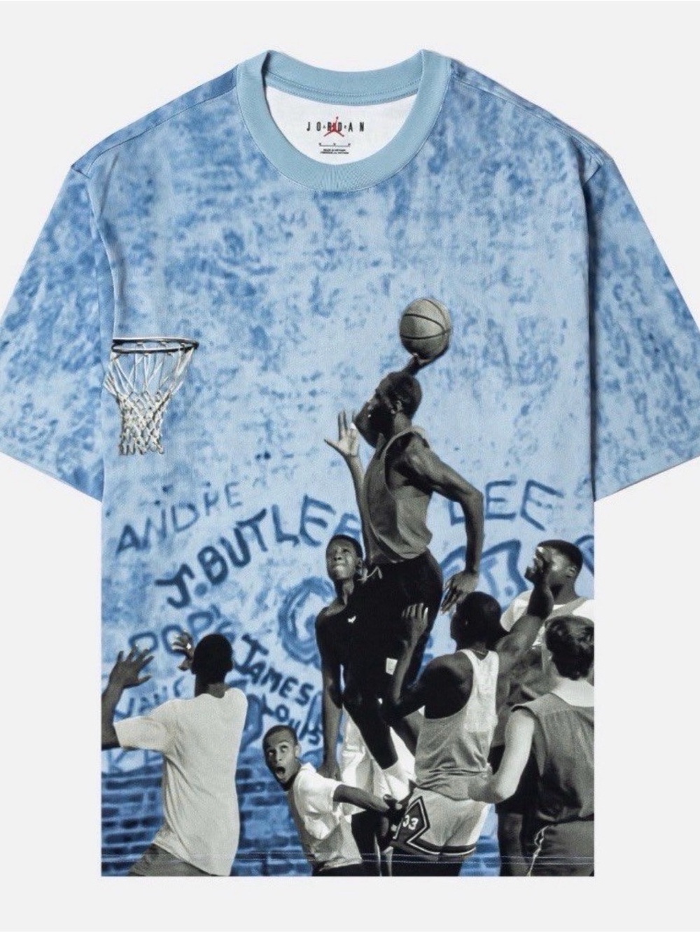 Nike Air Jordan AOP Playground T-Shirt Blue Multicolor Men's Sz L HJ2362-427